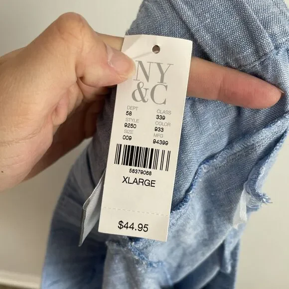 SOHO NY&CO Size XL Pants Blue Waist Tie Tapered Linen Blend NEW NWT - Picture 5 of 7